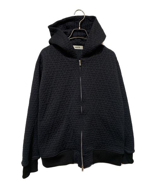 ZUCCA（ズッカ）ZUCCA (ズッカ) キルトジャガードジップパーカー ブラック サイズ:M 未使用品の古着・服飾アイテム