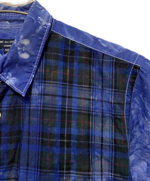 COMME des GARCONS HOMME（コムデギャルソン オム）COMME des GARCONS HOMME (コムデギャルソン オム) オーバーダイ ムラ染め 切替半袖シャツ ブルー サイズ:XSの古着・服飾アイテム