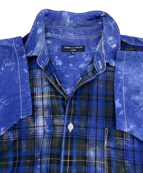 COMME des GARCONS HOMME（コムデギャルソン オム）COMME des GARCONS HOMME (コムデギャルソン オム) オーバーダイ ムラ染め 切替半袖シャツ ブルー サイズ:XSの古着・服飾アイテム