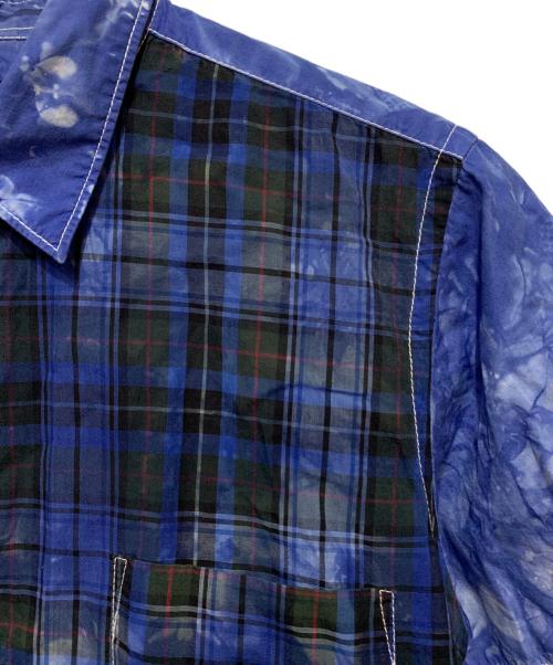 COMME des GARCONS HOMME（コムデギャルソン オム）COMME des GARCONS HOMME (コムデギャルソン オム) オーバーダイ ムラ染め 切替半袖シャツ ブルー サイズ:XSの古着・服飾アイテム