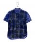 COMME des GARCONS HOMME（コムデギャルソン オム）の古着「オーバーダイ ムラ染め 切替半袖シャツ」｜ブルー