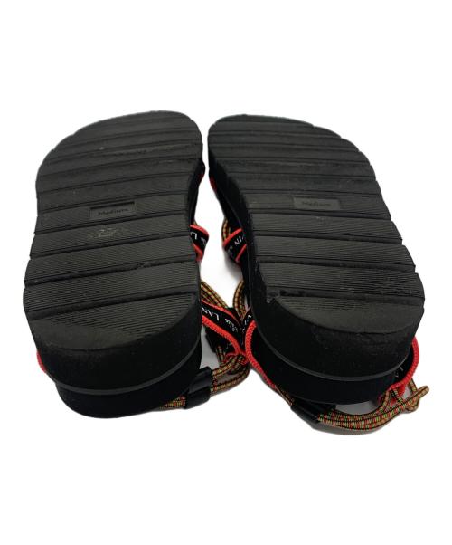 LANVIN en Bleu（ランバンオンブルー）LANVIN en Bleu (ランバンオンブルー) コードストラップサンダル ブラック×マルチ サイズ:Mの古着・服飾アイテム