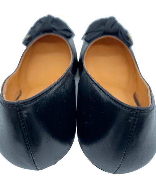 LANVIN en Bleu（ランバンオンブルー）LANVIN en Bleu (ランバンオンブルー) リボンモチーフスクエアトゥパンプス ブラック サイズ:23 1/2の古着・服飾アイテム