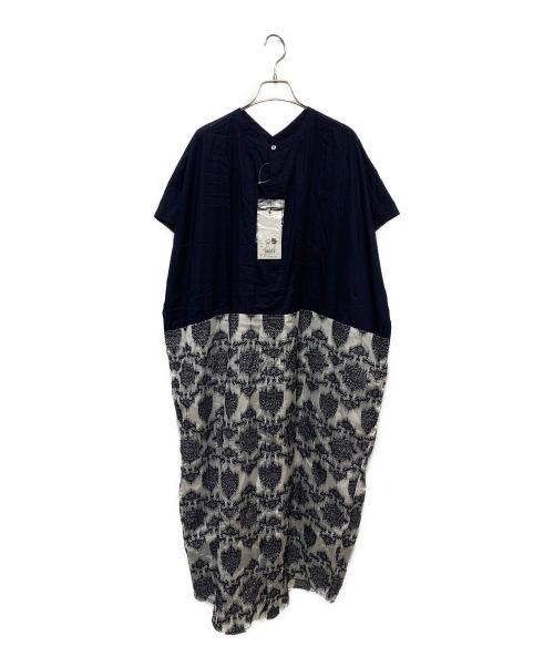 ZUCCA（ズッカ）ZUCCA (ズッカ) S カットジャガード / ワンピース ネイビー×ホワイト サイズ:M 未使用品の古着・服飾アイテム