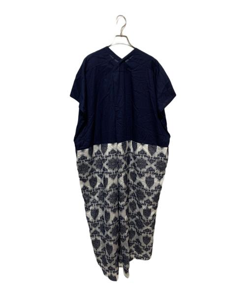 ZUCCA（ズッカ）ZUCCA (ズッカ) S カットジャガード / ワンピース ネイビー×ホワイト サイズ:M 未使用品の古着・服飾アイテム