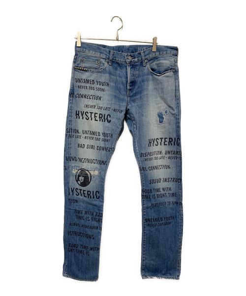 Hysteric Glamour（ヒステリックグラマー）Hysteric Glamour (ヒステリックグラマー) SLASH TYPE LOGO スリムストレートデニムパンツ インディゴ サイズ:32inchの古着・服飾アイテム