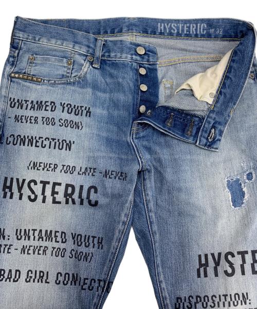 Hysteric Glamour（ヒステリックグラマー）Hysteric Glamour (ヒステリックグラマー) SLASH TYPE LOGO スリムストレートデニムパンツ インディゴ サイズ:32inchの古着・服飾アイテム