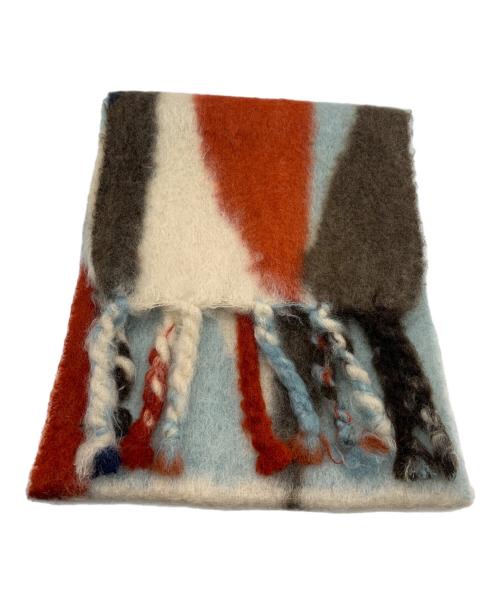 JIL SANDER（ジルサンダー）JIL SANDER (ジルサンダー) ウールモヘア フリンジ マフラー オレンジ×ベージュ×ブラウンの古着・服飾アイテム