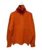 H BEAUTY&YOUTHエイチ ビューティー&ユース）の古着「フレンチメリノ ハーフジップ畦プルオーバー」｜オレンジ