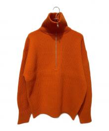 H BEAUTY&YOUTH（エイチ ビューティー&ユース）の古着「フレンチメリノ ハーフジップ畦プルオーバー」｜オレンジ