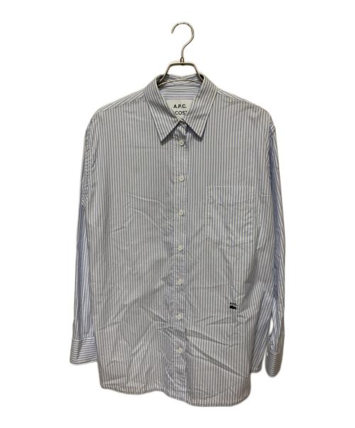A.P.C.（アーペーセー）A.P.C. (アーペーセー) LACOSTE (ラコステ) コットンオックスフォード ストライプシャツ スカイブルー×ホワイト サイズ:Lの古着・服飾アイテム