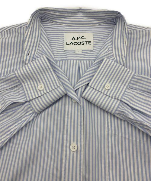 A.P.C.（アーペーセー）A.P.C. (アーペーセー) LACOSTE (ラコステ) コットンオックスフォード ストライプシャツ スカイブルー×ホワイト サイズ:Lの古着・服飾アイテム