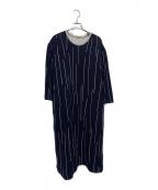 mina perhonenミナ ペルホネン）の古着「rain carvigニットワンピース」｜ネイビー