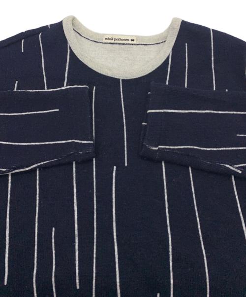 mina perhonen（ミナ ペルホネン）mina perhonen (ミナ ペルホネン) rain carvigニットワンピース ネイビー サイズ:38の古着・服飾アイテム