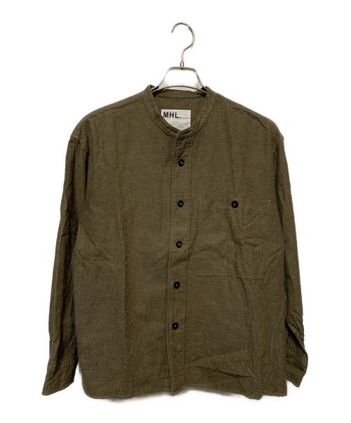 MHL（エムエイチエル）MHL (エムエイチエル) ノーカラーシャツ グリーン サイズ:Sの古着・服飾アイテム