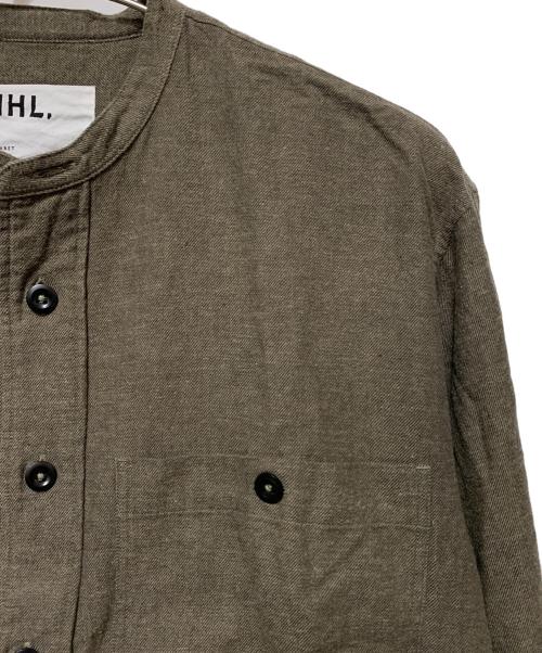 MHL（エムエイチエル）MHL (エムエイチエル) ノーカラーシャツ グリーン サイズ:Sの古着・服飾アイテム