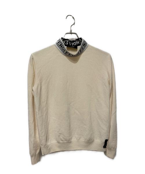 FENDI（フェンディ）FENDI (フェンディ) FFロゴジャガードネックニット アイボリー サイズ:48の古着・服飾アイテム