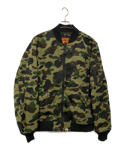 A BATHING APE（ア ベイシング エイプ）A BATHING APE (ア ベイシング エイプ) MA-1ジャケット オリーブ サイズ:XLの古着・服飾アイテム
