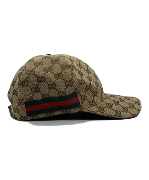 GUCCI（グッチ）GUCCI (グッチ) GGキャンパス ベースボールキャップ ブラウン サイズ:L 59㎝の古着・服飾アイテム