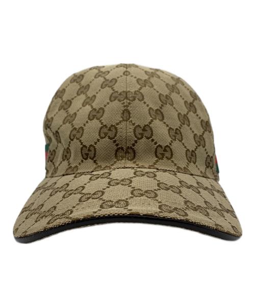 GUCCI（グッチ）GUCCI (グッチ) GGキャンパス ベースボールキャップ ブラウン サイズ:L 59㎝の古着・服飾アイテム
