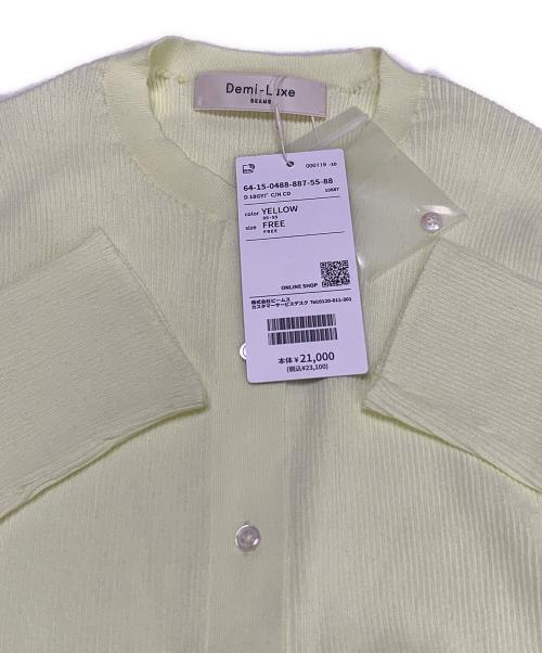 Demi-Luxe Beams（デミルクス ビームス）Demi-Luxe Beams (デミルクス ビームス) 18ゲージリブ クルーネック カーディガン イエロー サイズ:38 未使用品の古着・服飾アイテム
