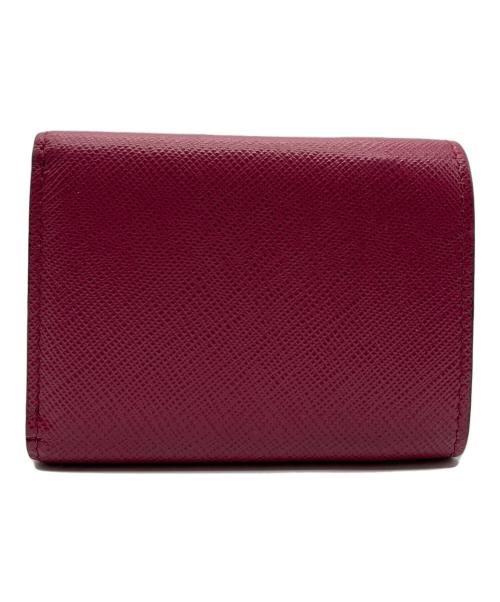 PRADA（プラダ）PRADA (プラダ) サフィアーノレザー3つ折り財布 ブラック×ピンクの古着・服飾アイテム