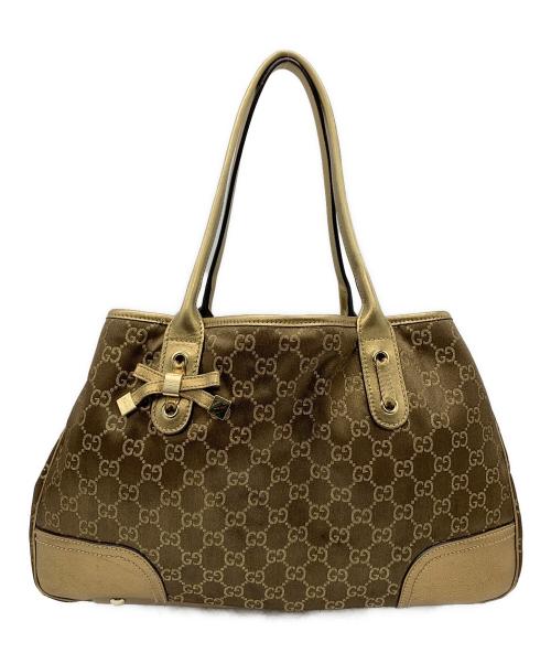 GUCCI（グッチ）GUCCI (グッチ) プリンシー トートバッグ ゴールド×ブラウンの古着・服飾アイテム