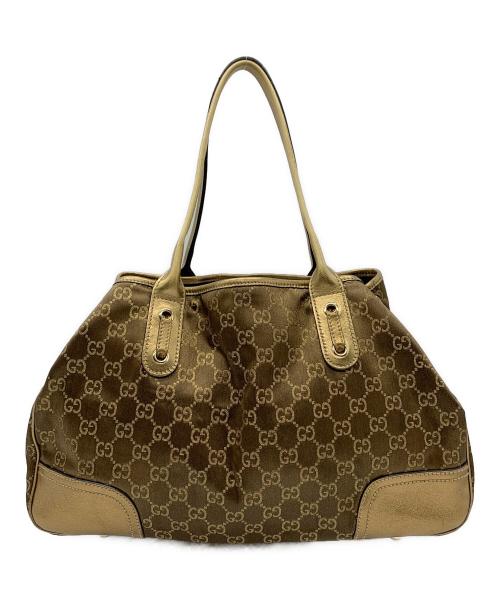 GUCCI（グッチ）GUCCI (グッチ) プリンシー トートバッグ ゴールド×ブラウンの古着・服飾アイテム