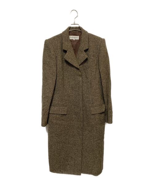 Yves Saint Laurent（イヴサンローラン）Yves Saint Laurent (イヴサンローラン) チェスターコート ブラウン サイズ:38の古着・服飾アイテム
