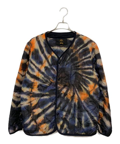 ALPHA（アルファ）ALPHA (アルファ) stussy (ステューシー) キルティングジャケット ネイビー×オレンジ サイズ:Mの古着・服飾アイテム