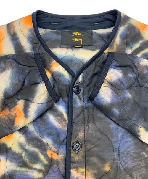 ALPHA（アルファ）ALPHA (アルファ) stussy (ステューシー) キルティングジャケット ネイビー×オレンジ サイズ:Mの古着・服飾アイテム