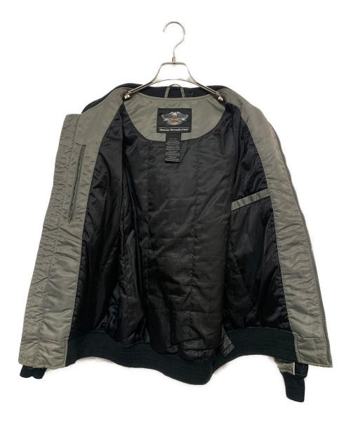 HARLEY-DAVIDSON（ハーレーダビッドソン）HARLEY-DAVIDSON (ハーレーダビッドソン) 中綿ナイロンジャケット グレー×ブラック サイズ:Mの古着・服飾アイテム