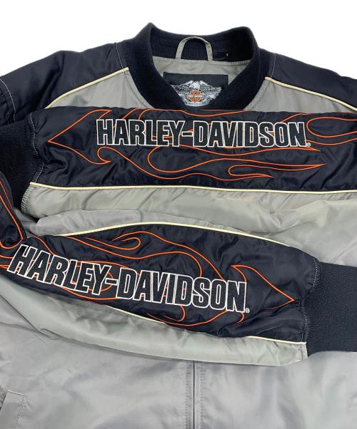 HARLEY-DAVIDSON（ハーレーダビッドソン）HARLEY-DAVIDSON (ハーレーダビッドソン) 中綿ナイロンジャケット グレー×ブラック サイズ:Mの古着・服飾アイテム