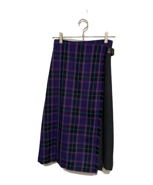 MACKINTOSH PHILOSOPHY（マッキントッシュ フィロソフィー）MACKINTOSH PHILOSOPHY (マッキントッシュ フィロソフィー) タータンチェックキルトラップスカート パープル サイズ:34の古着・服飾アイテム