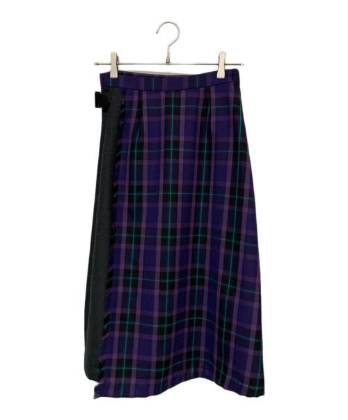 MACKINTOSH PHILOSOPHY（マッキントッシュ フィロソフィー）MACKINTOSH PHILOSOPHY (マッキントッシュ フィロソフィー) タータンチェックキルトラップスカート パープル サイズ:34の古着・服飾アイテム