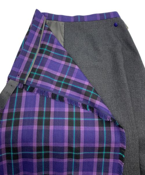 MACKINTOSH PHILOSOPHY（マッキントッシュ フィロソフィー）MACKINTOSH PHILOSOPHY (マッキントッシュ フィロソフィー) タータンチェックキルトラップスカート パープル サイズ:34の古着・服飾アイテム
