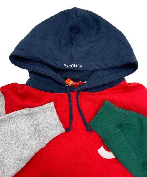 SUPREME（シュプリーム）Supreme (シュプリーム) S Logo Colorblocked Hooded Sweatshirt レッド サイズ:Mの古着・服飾アイテム