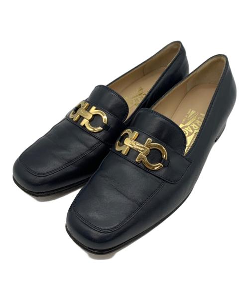 Salvatore Ferragamo（サルヴァトーレ フェラガモ）Salvatore Ferragamo (サルヴァトーレ フェラガモ) ダブルガンチーニローファー ネイビー サイズ:7の古着・服飾アイテム