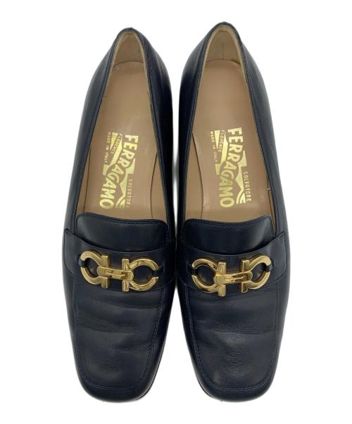 Salvatore Ferragamo（サルヴァトーレ フェラガモ）Salvatore Ferragamo (サルヴァトーレ フェラガモ) ダブルガンチーニローファー ネイビー サイズ:7の古着・服飾アイテム