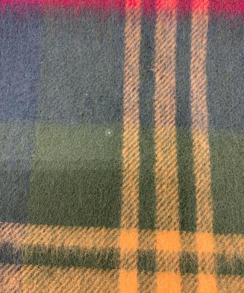 Burberry's（バーバリー）Burberry's (バーバリーズ) ＷＯＯＬ マフラー グリーン×レッドの古着・服飾アイテム