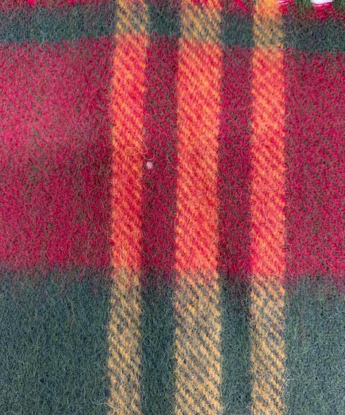 Burberry's（バーバリー）Burberry's (バーバリーズ) ＷＯＯＬ マフラー グリーン×レッドの古着・服飾アイテム