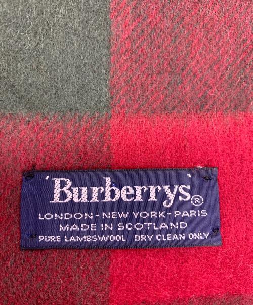 Burberry's（バーバリー）Burberry's (バーバリーズ) ＷＯＯＬ マフラー グリーン×レッドの古着・服飾アイテム