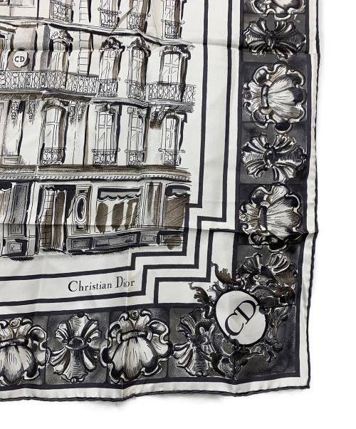 Christian Dior（クリスチャン ディオール）Christian Dior (クリスチャン ディオール) シルクスカーフ ブラック×ホワイトの古着・服飾アイテム