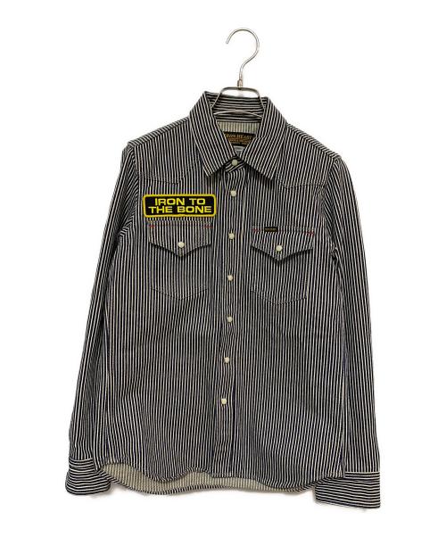 IRON HEART（アイアンハート）IRON HEART (アイアンハート) ヒッコリーシャツ ブルー サイズ:Ｌ-Mの古着・服飾アイテム