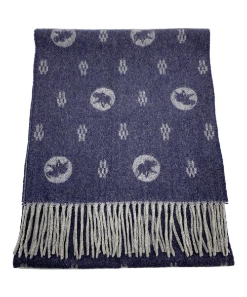 HUNTING WORLD（ハンティングワールド）HUNTING WORLD (ハンティングワールド) カシミヤマフラー ネイビー×グレーの古着・服飾アイテム