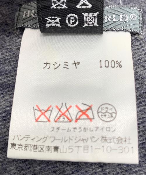 HUNTING WORLD（ハンティングワールド）HUNTING WORLD (ハンティングワールド) カシミヤマフラー ネイビー×グレーの古着・服飾アイテム