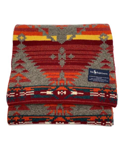 POLO RALPH LAUREN（ポロ・ラルフローレン）POLO RALPH LAUREN (ポロ・ラルフローレン) ネイティブ柄マフラー レッド×マルチの古着・服飾アイテム