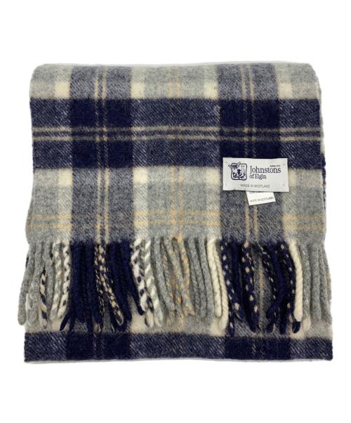 JOHNSTONS OF ELGIN（ジョンストンズオブエルガン）JOHNSTONS OF ELGIN (ジョンストンズオブエルガン) WOOLマフラー ネイビー×ベージュの古着・服飾アイテム