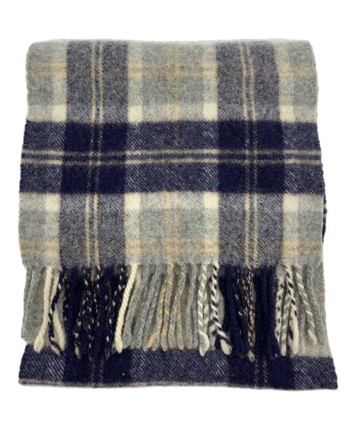 JOHNSTONS OF ELGIN（ジョンストンズオブエルガン）JOHNSTONS OF ELGIN (ジョンストンズオブエルガン) WOOLマフラー ネイビー×ベージュの古着・服飾アイテム