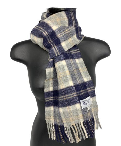 JOHNSTONS OF ELGIN（ジョンストンズオブエルガン）JOHNSTONS OF ELGIN (ジョンストンズオブエルガン) WOOLマフラー ネイビー×ベージュの古着・服飾アイテム